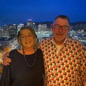 Viewing Of Verisk Elevate Conference 2022 3 brian bradley and kim porterfield salt lake skyline verisk 2022